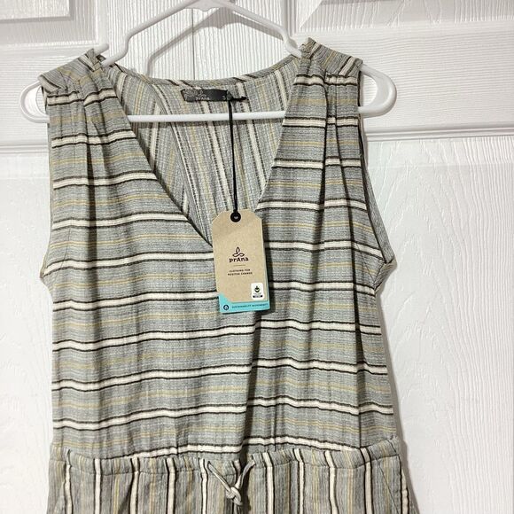 Prana Ecotropics Dress Stellar Stripe Open Back Midi S NWT Organic - Picture 2 of 16